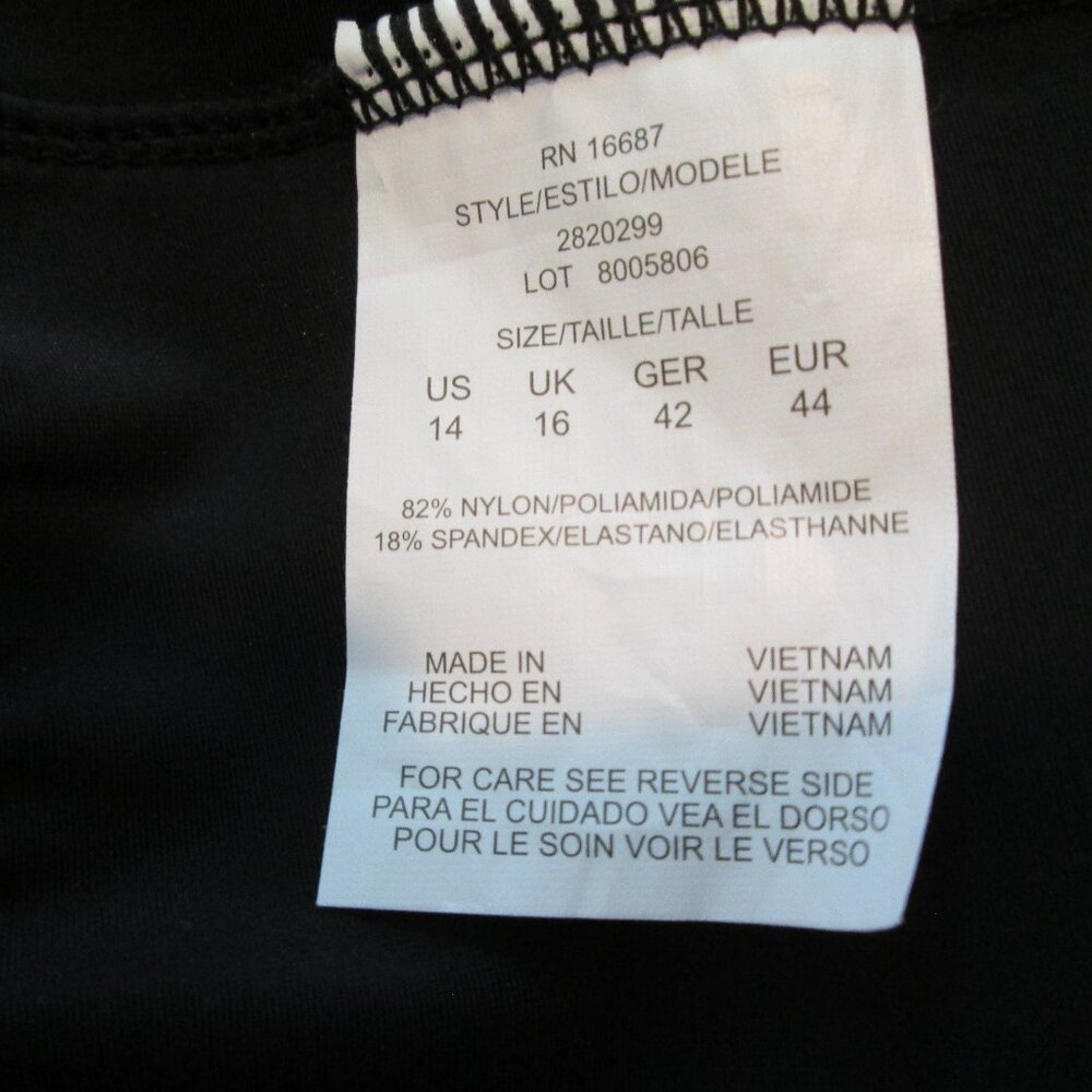 Swim Solutions Split Swim Skirt Black Sz 14 - Picture 7 of 7